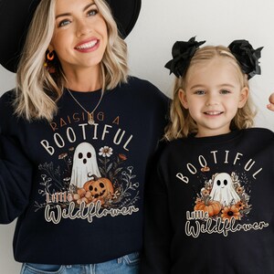 Mommy and me matching Halloween sweatshirt, Retro Ghost Mama and Mini, Cute Fall Mother daughter shirt, Retro Halloween Mom and me sweater