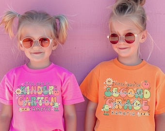 Girls Back to school shirt, Custom Second grade school shirt, Retro Groovy school shirt, Kids First day of school tee, Girls 2nd grade tee