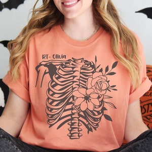Respiratory Therapy Halloween shirt, Spooky Respiratory therapist, RT gift, Custom Name Respiratory tee, RT shirt, Respiratory gift, rt rrt