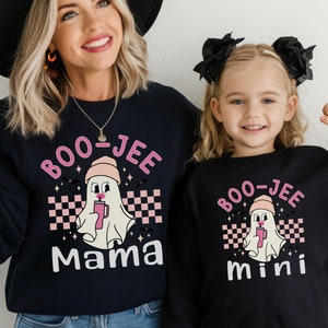 Boojee Mama and mini matching sweatshirts, Retro Halloween Mommy and me fall sweatshirt, Spooky Mother daughter sweater, Mama Mini Halloween