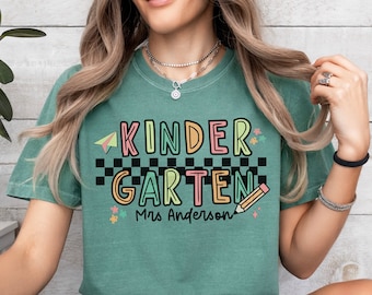Kindergarten teacher shirt, Kindergarten teacher team shirt, Personalized Kindergarten shirt, Grade level teacher tee, Gift for Kindergarten