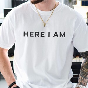 Here I am Bible Verse Charlie Kirk Shirt, Charlie Kirk Memorial tshirt, Here I am shirt, Simple black and white tee, Christian Conservative tshirt, I am Charlie Kirk shirt, Republican shirt, In Memory of Charlie Kirk, Christian faith shirt, Charlie quote shirt, Bible verse tee, Live Like Charlie, Mens Christian tee, Personal Ministry shirt, Stand with Charlies, Conservative Statement tshirt, Charlie Kirk tee, Freedom Fighter, Courage of faith tee, True American Patriot Christian shirt for men