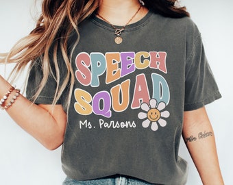 Personalized Speech Therapy shirt, Custom name SLP tee, Speech Squad, Speech team shirts, Back to School, Speech therapist gift, Retro SLP