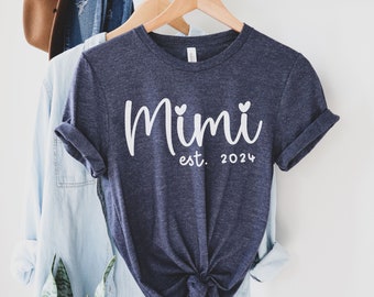 Mimi shirt, Tee for Mimi, Mimi est 2024 shirt, Mother's day gift, Gift for Mimi, Pregnancy reveal tee for Mimi, Mimi pregnancy reveal shirt
