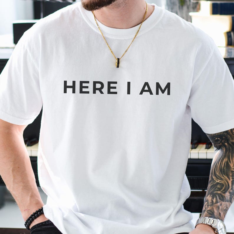 Here I am Bible Verse Charlie Kirk Shirt, Charlie Kirk Memorial tshirt, Here I am shirt, Simple black and white tee, Christian Conservative tshirt, I am Charlie Kirk shirt, Republican shirt, In Memory of Charlie Kirk, Christian faith shirt, Charlie quote shirt, Bible verse tee, Live Like Charlie, Mens Christian tee, Personal Ministry shirt, Stand with Charlies, Conservative Statement tshirt, Charlie Kirk tee, Freedom Fighter, Courage of faith tee, True American Patriot Christian shirt for men