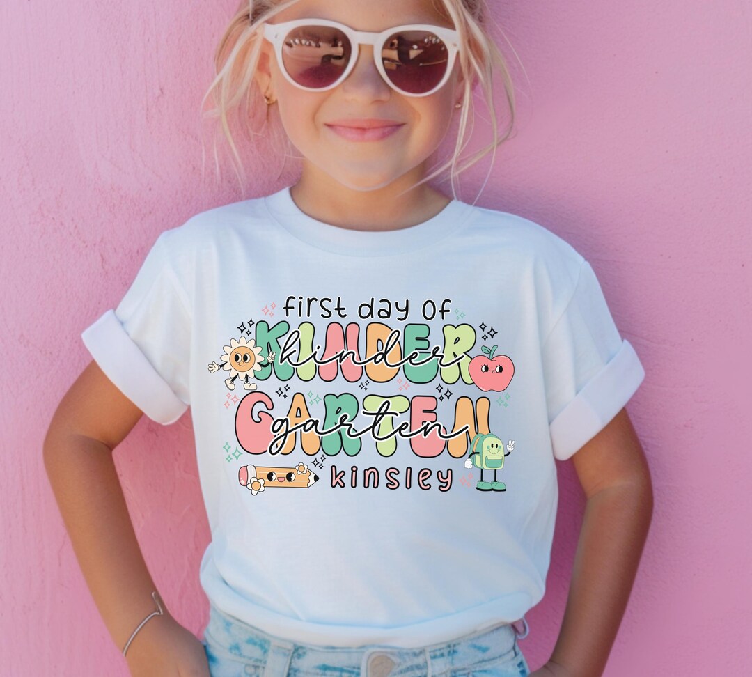 First Day of Kindergarten Shirt, Kids Back to School Shirt, Litte Girls ...