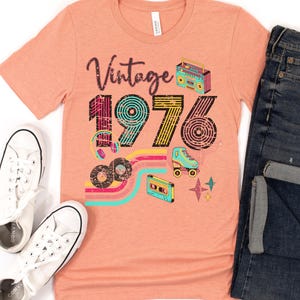 50th birthday shirt for women, Vintage 1976 birthday, Mom 50th birthday gifts, 50th birthday gifts for women, Best Friend 50th birthday gift Heather Orange