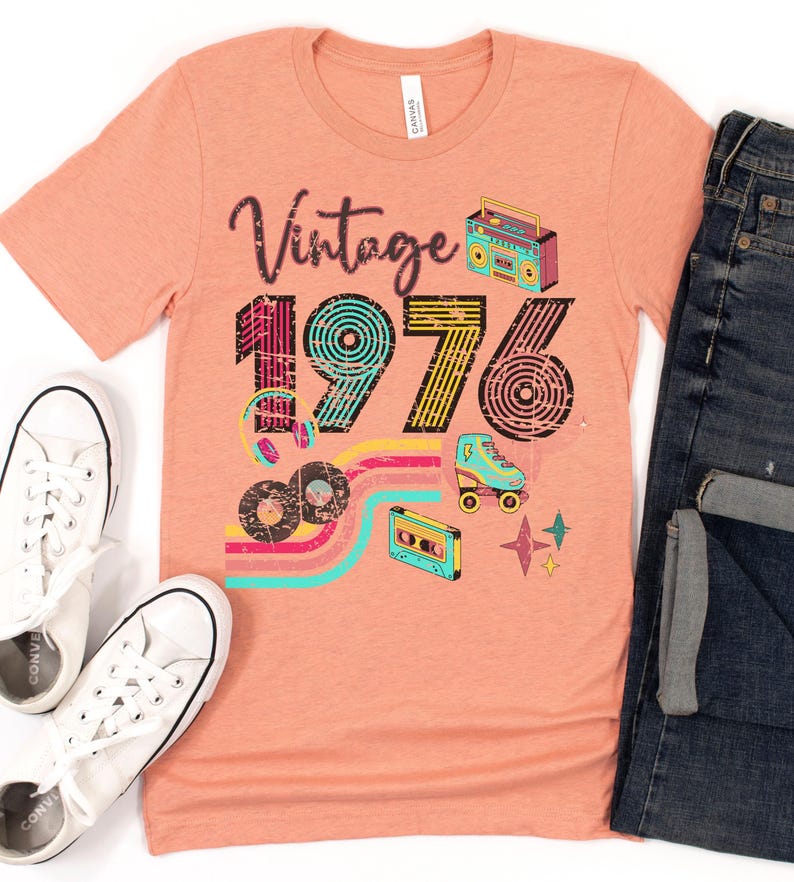 50th birthday shirt for women, Vintage 1976 birthday, Mom 50th birthday gifts, 50th birthday gifts for women, Best Friend 50th birthday gift Heather Orange
