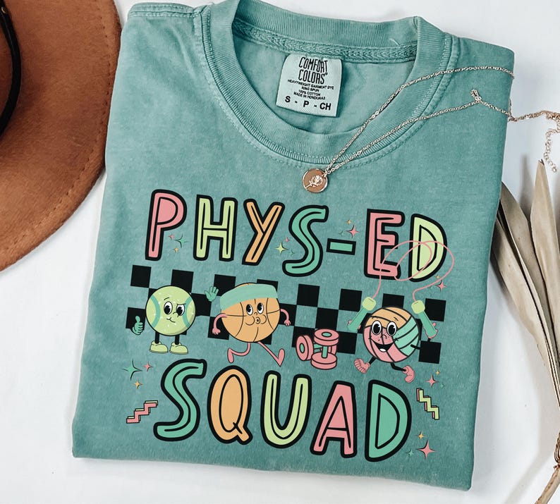 Cute retro PE teacher shirt for Back to school, Elementary school Physical education shirt, Gym teacher team tees, PE teacher group shirts, Phys-Ed squad shirts, Matching team shirts for gym teachers, Gift for PE teacher, Gym teacher gift