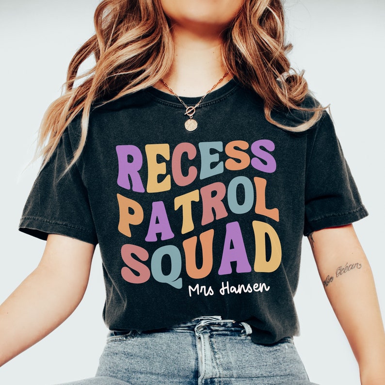 Recess Lettering Teacher Recess Shirt, Elementary School Recess Supervisor Tee, School ...