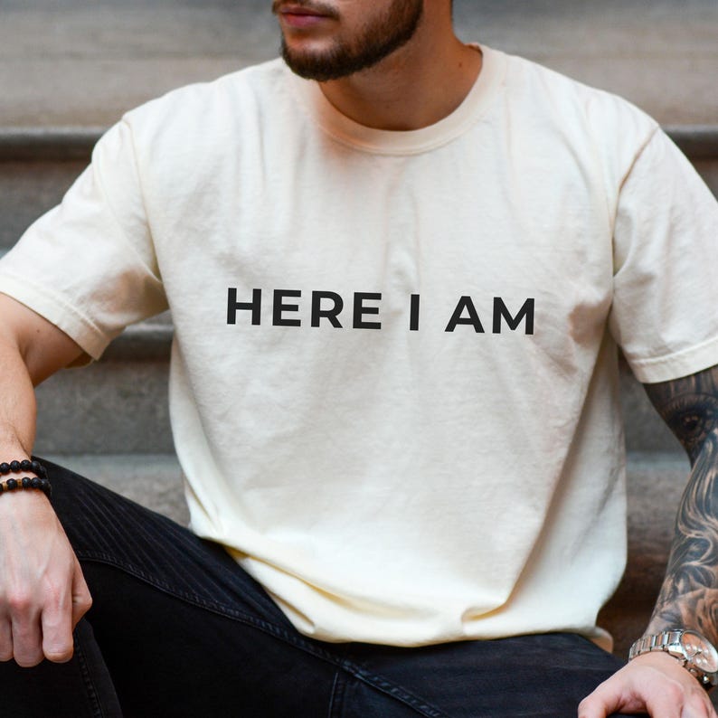 Here I am Bible Verse Charlie Kirk Shirt, Charlie Kirk Memorial tshirt, Here I am shirt, Simple black and white tee, Christian Conservative tshirt, I am Charlie Kirk shirt, Republican shirt, In Memory of Charlie Kirk, Christian faith shirt, Charlie quote shirt, Bible verse tee, Live Like Charlie, Mens Christian tee, Personal Ministry shirt, Stand with Charlies, Conservative Statement tshirt, Charlie Kirk tee, Freedom Fighter, Courage of faith tee, True American Patriot Christian shirt for men