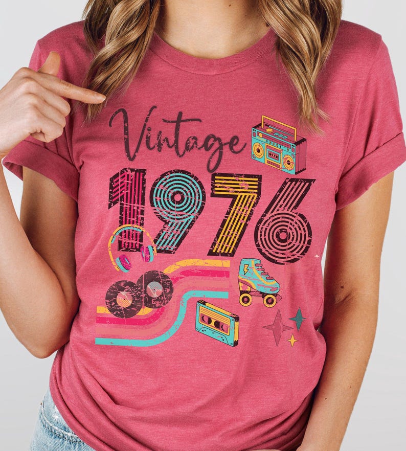 50th birthday shirt for women, Vintage 1976 birthday, Mom 50th birthday gifts, 50th birthday gifts for women, Best Friend 50th birthday gift Raspberry