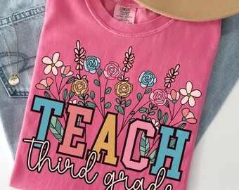 Comfort Colors 3rd grade Team teacher shirts, Custom Teacher Grade level shirts, third grade teacher tee, Back to School, 1st day of school