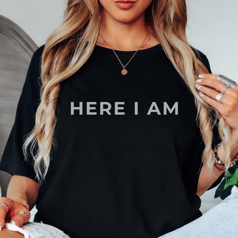 Here I am Bible Verse Charlie Kirk Shirt, Charlie Kirk Memorial tshirt, Here I am shirt, Simple black and white tee, Christian Conservative tshirt, I am Charlie Kirk shirt, Republican shirt, In Memory of Charlie Kirk, Christian faith shirt, Charlie quote shirt, Bible verse tee, Live Like Charlie, Mens Christian tee, Personal Ministry shirt, Stand with Charlies, Conservative Statement tshirt, Charlie Kirk tee, Freedom Fighter, Courage of faith tee, True American Patriot Christian shirt for men