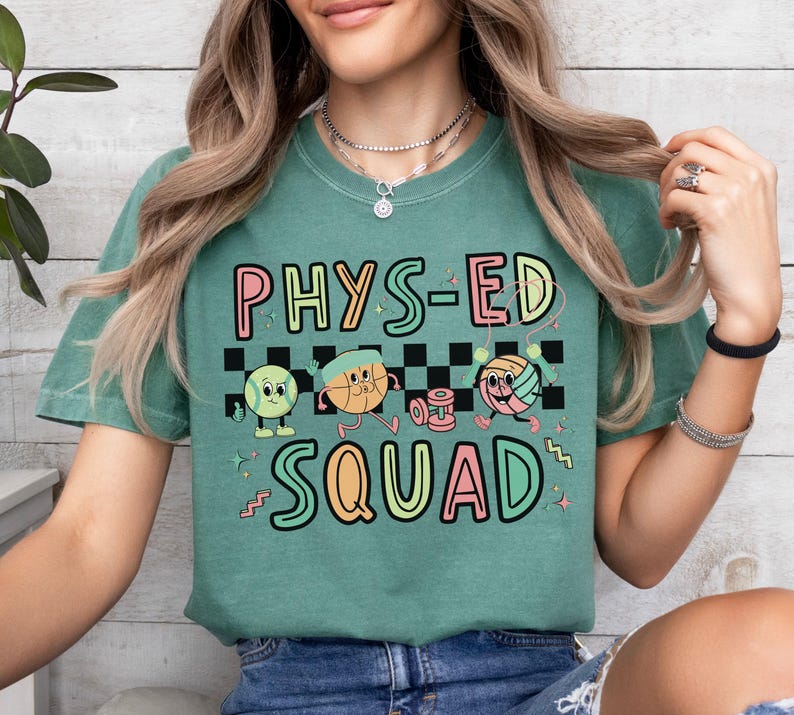 Cute retro PE teacher shirt for Back to school, Elementary school Physical education shirt, Gym teacher team tees, PE teacher group shirts, Phys-Ed squad shirts, Matching team shirts for gym teachers, Gift for PE teacher, Gym teacher gift