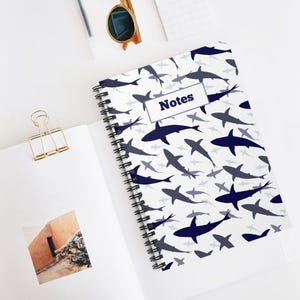 Shark Pattern Spiral Notebook - Perfect for School, Journaling, or Gifts, Notes, Ocean Lover, Underwater, Creative Writing
