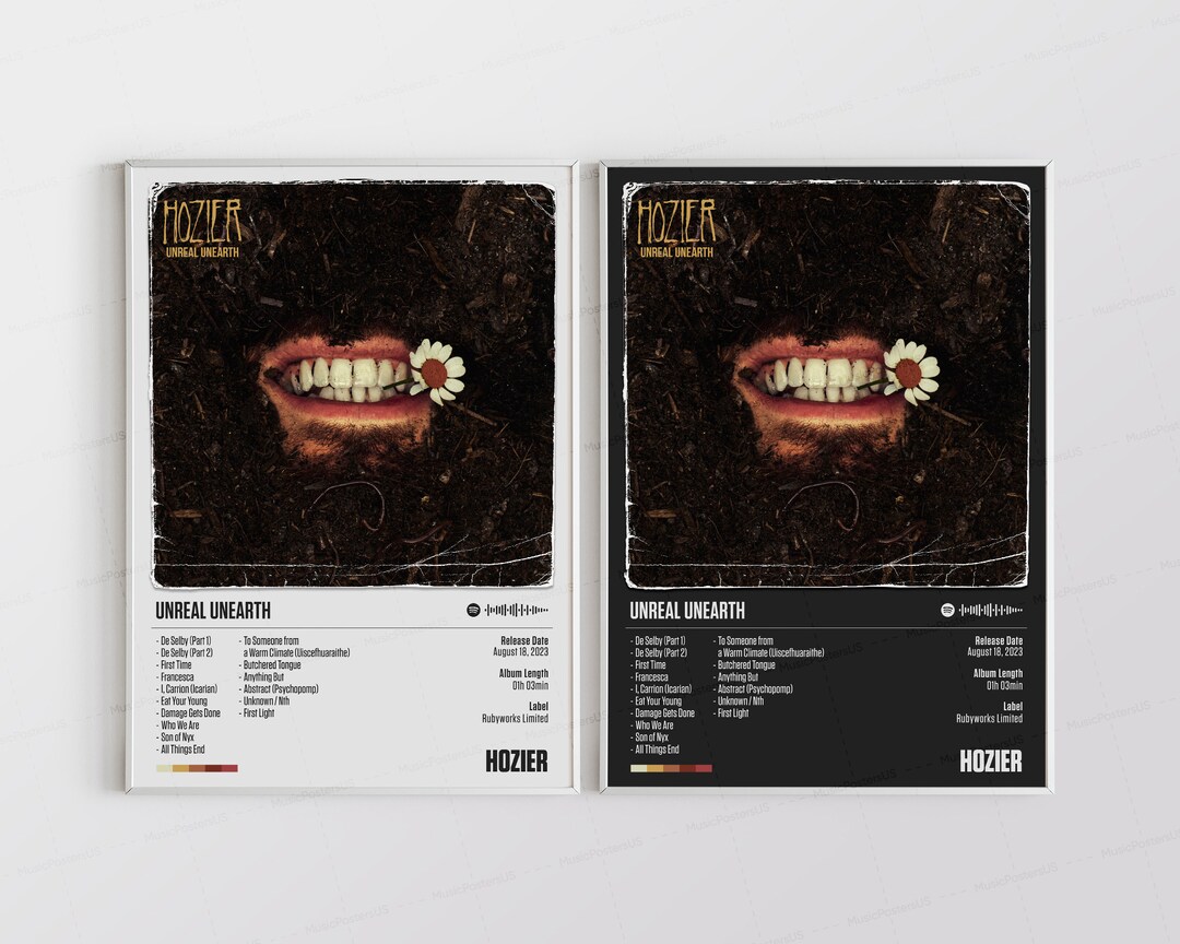 Hozier Posters / Unreal Unearth Poster Tracklist Album Cover Etsy