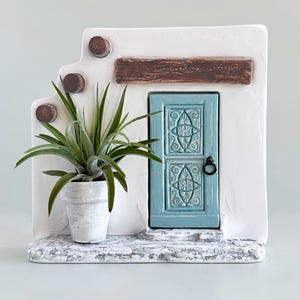 Cement Air Plant Planter: Whimsical Adobe Door Home Decor, Desk Display