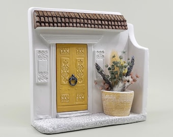 Whimsical Concrete Bookend | Handmade Miniature Door Air Plant Holder, Unique Bookshelf or Desk Planter