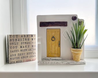 Miniature Door Cement Bookend | Whimsical Air Plant Holder, Bookshelf Home Decor