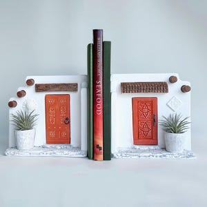 Handmade Bookends: Air Plant Holder | Book Lover Gift, Book Nook Cement Planter, Unique Bookshelf & Desk Decor