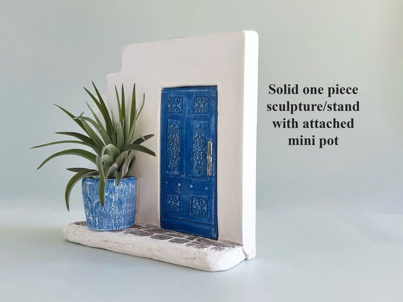 Mediterranean Decor Travel Lover Gift | Handmade Miniature Door Air Plant Holder | Wanderlust Shelf Decor imagem 5