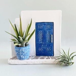 Miniature Door Air Plant Holder: Cement Home Decor, Wall Plant Display, Travel Lover Gift