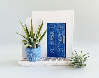 Mediterranean Decor Travel Lover Gift | Handmade Miniature Door Air Plant Holder | Wanderlust Shelf Decor