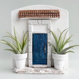 Whimsical Handmade Home Decor: Cement Air Plant Stand | Wall Hanger, Miniature Door Bookshelf Decor