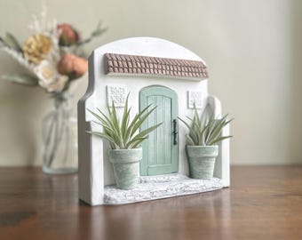 Miniature Southwest Door Air Plant Holder | Whimsical Cement Bookend | Bookshelf  Decor | Plant Lover Gift