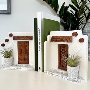 Cement Miniature Door Bookend | Concrete Air Plant Holder, Book Lover Gift, Whimsical Desk Decor