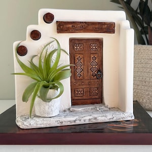 Sujetalibros de cemento hecho a mano: Exhibidor de plantas de aire en miniatura para puerta, decoración de estantería