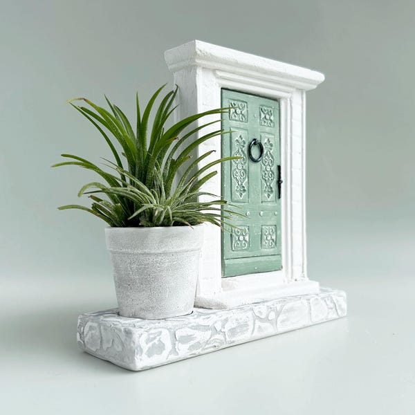 Macetero de aire en miniatura para puerta: decoración original para escritorio y estante, macetero de cemento hecho a mano, regalo único para amantes de las plantas.