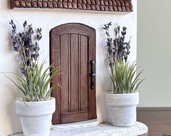 Whimsical Miniature Door & Cement Air Plant Holder or Wall Hanger | Unique Bookshelf Home Decor
