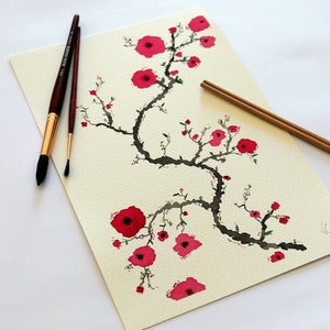 Japanese flowers watercolor - Acquerello fiori stile giapponese