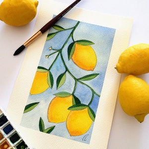 Lemon tree handmade watercolour - Acquerello limoni fatto a mano