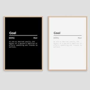 Goal Dictionary Definition Meaning Poster Entrepreneur Wall Home Art Office Decor