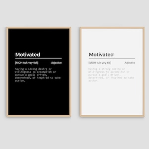 Motivated Dictionary Definition Meaning Adjective Word Art Print