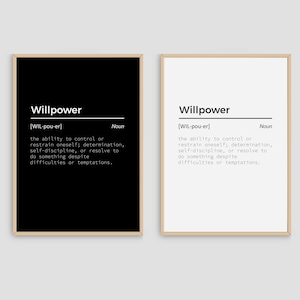 Willpower Dictionary Definition Meaning Power Word Art Poster Download Prints