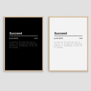 Succeed Dictionary Definition Meaning Power Word Art Print