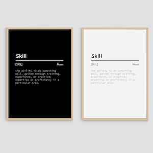 Skill Definition Meaning Office Wall Art Prints Inspirational Definition Poster Prints