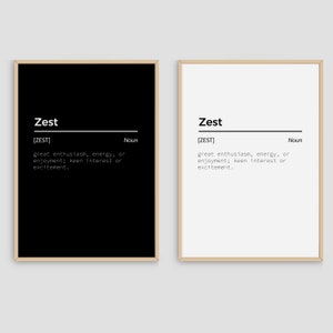 Zest Dictionary Definition Meaning Power Word Art Print