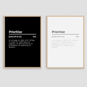 Prioritize Dictionary Definition Meaning Office Wall Art Prints