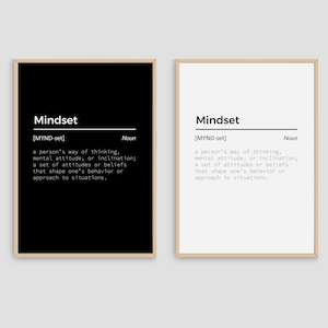 Mindset Definition Inspirational Wall Art Poster Entrepreneur Wall Home Art Office Decor