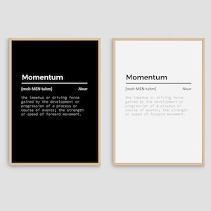 Office Wall Art Momentum Dictionary Word Definition Meaning Power Word Art Print