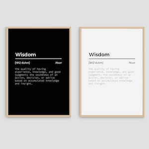 Wisdom Dictionary Definition Meaning Power Word Art Poster Download Prints