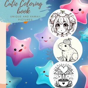 Cute coloring book, kawaii coloring book, unique coloring book, random coloring book, fantasy pet coloring book, fun coloring book