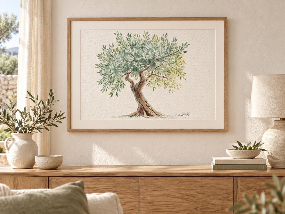 Olive tree watercolor by Camila MA