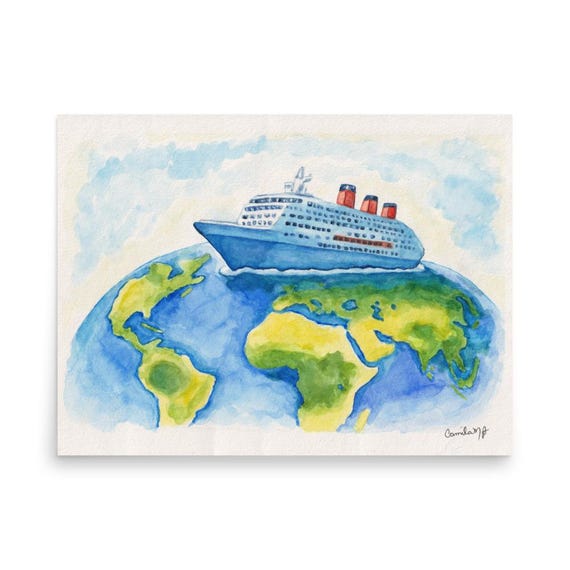 Impressão Artística em Aquarela - Cruzeiro pelo Mundo
