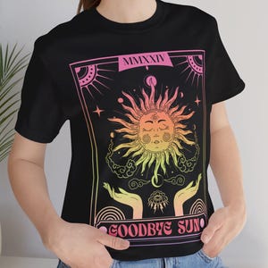 Goodbye Sun (op voorkant gedrukt) Hello Moon (op achterkant gedrukt) - sneldrogend zacht T-shirt met korte mouwen